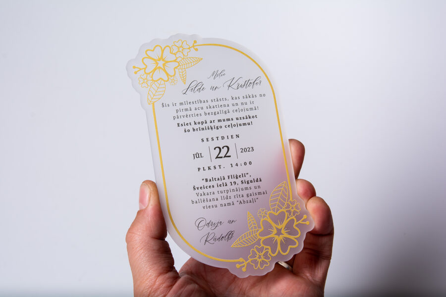 Wedding invitation made out of satin acrylic FLOWER MOTIVE – 3
