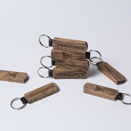 Atslēgu piekariņi no ozola koka un dabīgās ādas – korporatīvo klientu pasūtījums