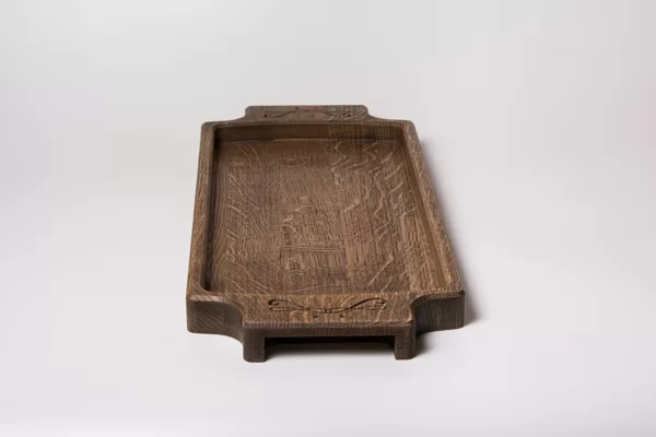 Food serving tray, made out of oak wood. Processed with food safe wax.