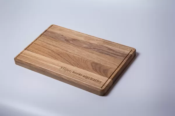 Personalised Food serving board, made out of oak wood. Processed with food safe wax.